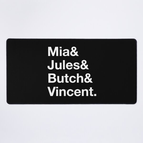Item preview, Pulp Fiction – Mia & Jules & Butch & Vincent – Minimalist Character List - Text White designed and sold by NiceHatHarry.