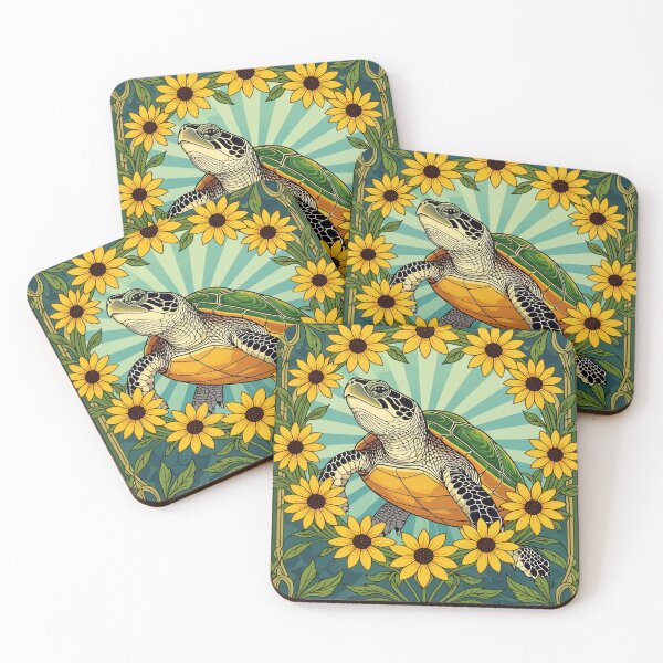 Item preview, Terrapin And Black Eyed Susan Flowers Art Nouveau  designed and sold by taiche.