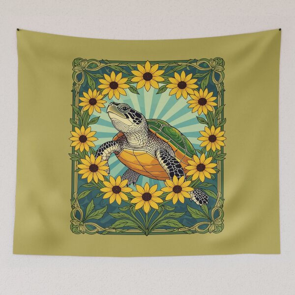 Item preview, Terrapin And Black Eyed Susan Flowers Art Nouveau  designed and sold by taiche.