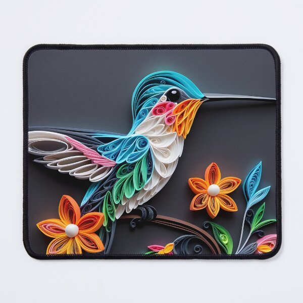 Item preview, Close up shot of hummingbird, multi dimensional paper quilling, chibi digital art designed and sold by johnlck.