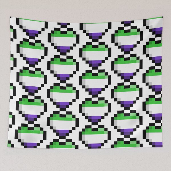 Item preview, Genderqueer Pixel Heart Pride Flag designed and sold by HarveyHandcraftsandDesigns.