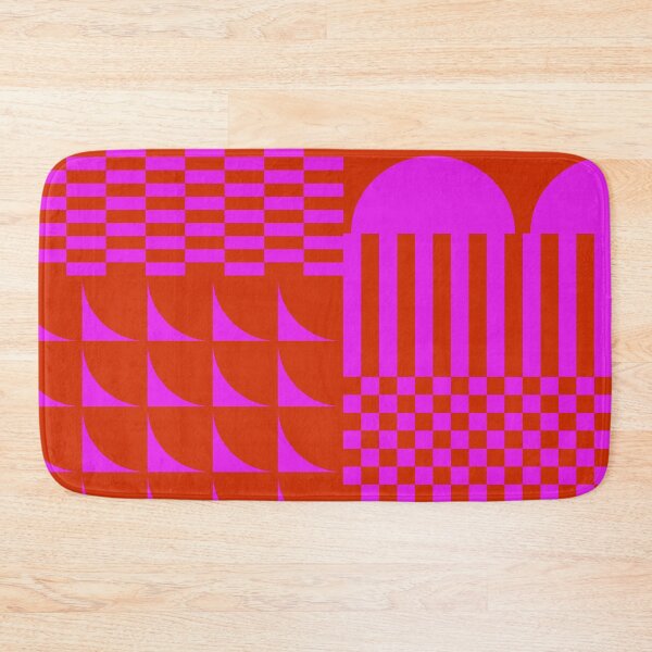 Item preview, Checkerboard and Geometric Shapes Abstract 5 in Pop Orange Red Pink designed and sold by nineFlorals.
