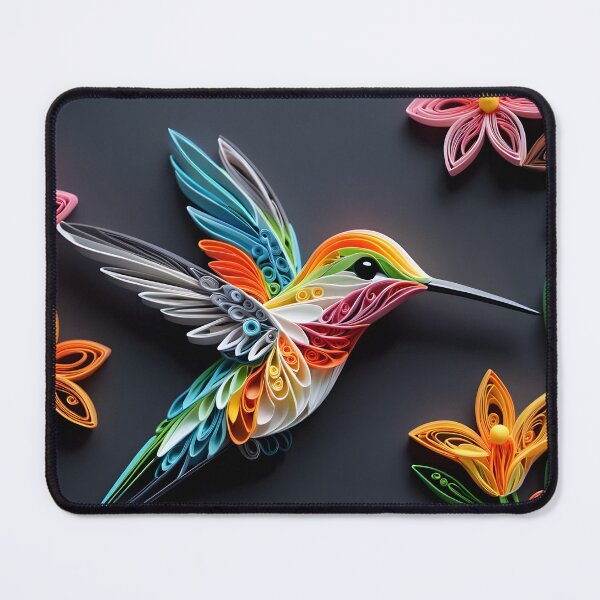 Item preview, Close up shot of hummingbird, multi dimensional paper quilling, chibi digital art designed and sold by johnlck.