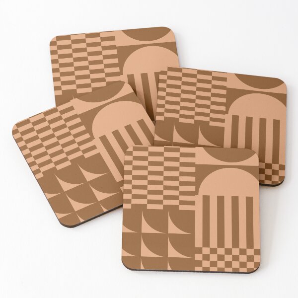 Item preview, Checkerboard and Geometric Shapes Abstract 7 in Brown Wood designed and sold by nineFlorals.
