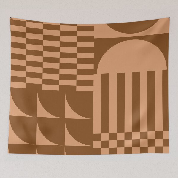 Item preview, Checkerboard and Geometric Shapes Abstract 7 in Brown Wood designed and sold by nineFlorals.