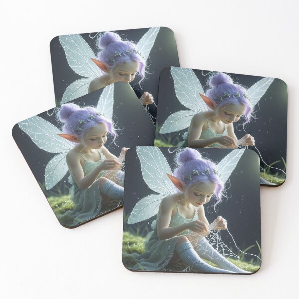 Item preview, Pixie Mending Socks by Moonlight – Whimsical Magical Realism Illustration designed and sold by Deezyned.