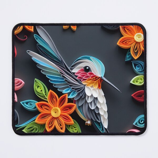 Item preview, Close up shot of hummingbird, multi dimensional paper quilling, chibi digital art designed and sold by johnlck.