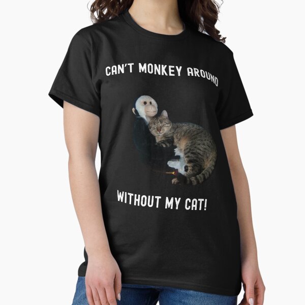 Aperçu de l'œuvre Je ne peux pas faire le singe sans mon chat. Cadeaux amusants pour les amoureux des chats. créée et vendue par WearwolfStudio.