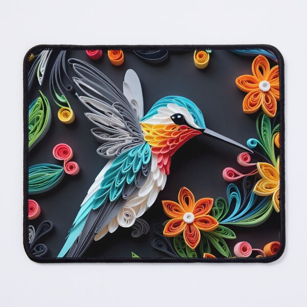 Item preview, Close up shot of hummingbird, multi dimensional paper quilling, chibi digital art designed and sold by johnlck.