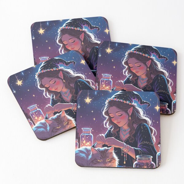 Item preview, Witch Under the Stars – Friendship Bracelet Magic Illustration designed and sold by Deezyned.