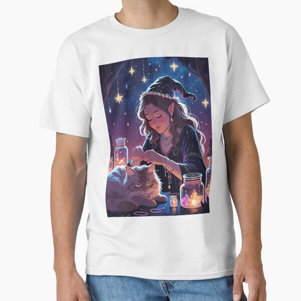 Item preview, Witch Under the Stars – Friendship Bracelet Magic Illustration designed and sold by Deezyned.