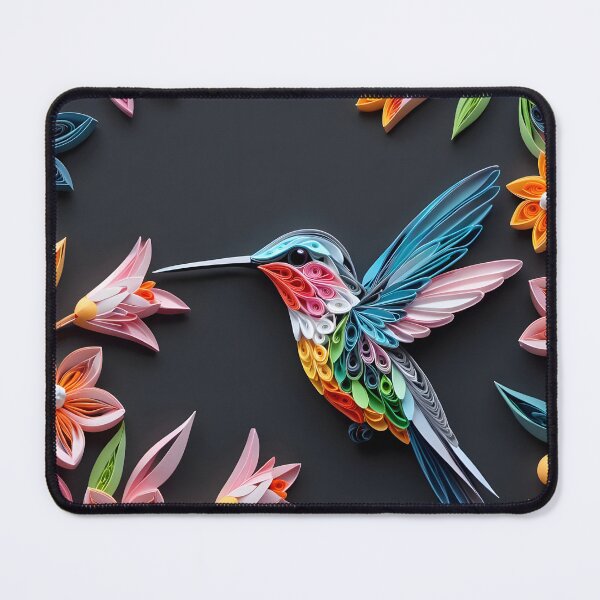 Item preview, Close up shot of hummingbird, multi dimensional paper quilling, chibi digital art designed and sold by johnlck.