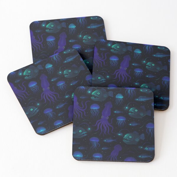 Item preview, Glowing Deep Sea Creatures Pattern designed and sold by Furbulous Faces.