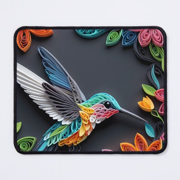 Item preview, Close up shot of hummingbird, multi dimensional paper quilling, chibi digital art designed and sold by johnlck.