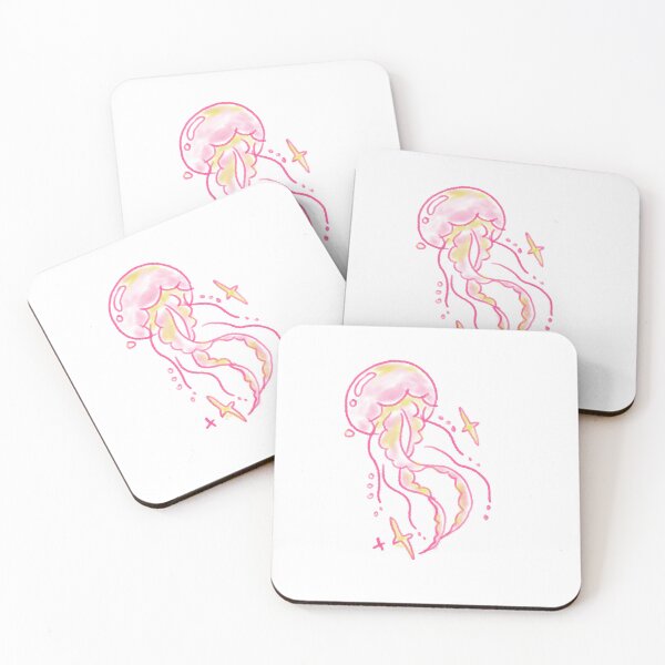 Item preview, Kawaii Jellyfish - Pink & Yellow Pastel Ocean Creature designed and sold by Sunteddy.