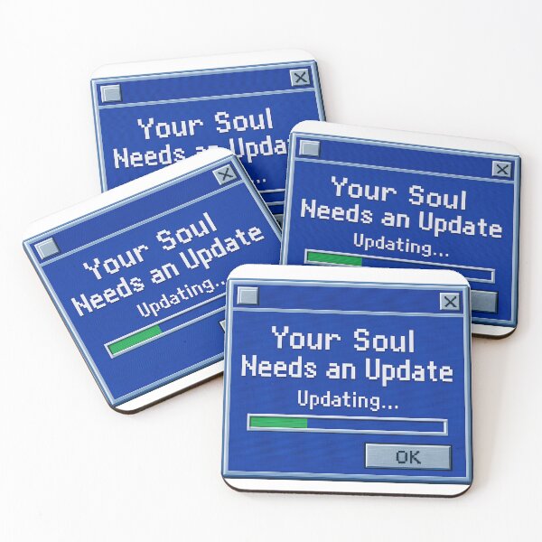 Item preview, Your Soul Needs an Update – Digital Spiritual Glitch Sticker with Vaporwave Vibes designed and sold by VibeSnax.