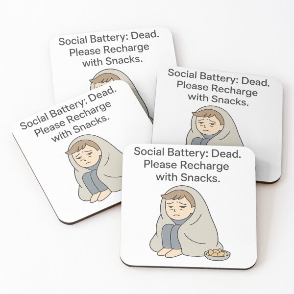 Item preview, Social Battery Low - Funny Introvert Quote with Snacks designed and sold by matari63.