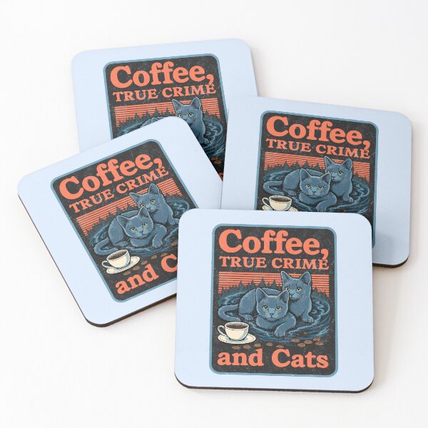 Item preview, Coffee, True Crime, and Cats - Vintage Retro Design for Cat Lovers & Mystery Fans designed and sold by Vintagenaut Co..