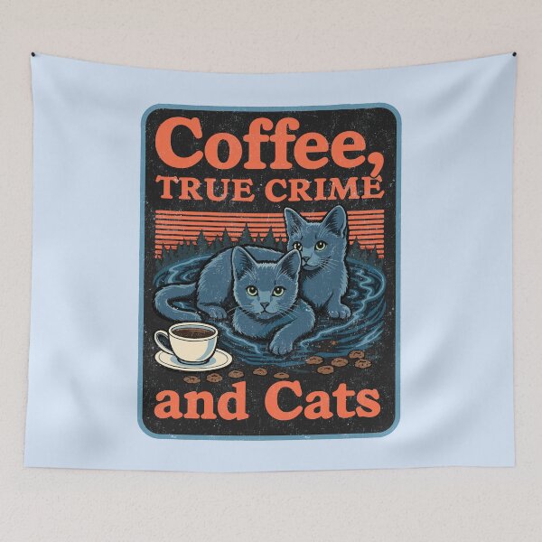 Item preview, Coffee, True Crime, and Cats - Vintage Retro Design for Cat Lovers & Mystery Fans designed and sold by Vintagenaut Co..