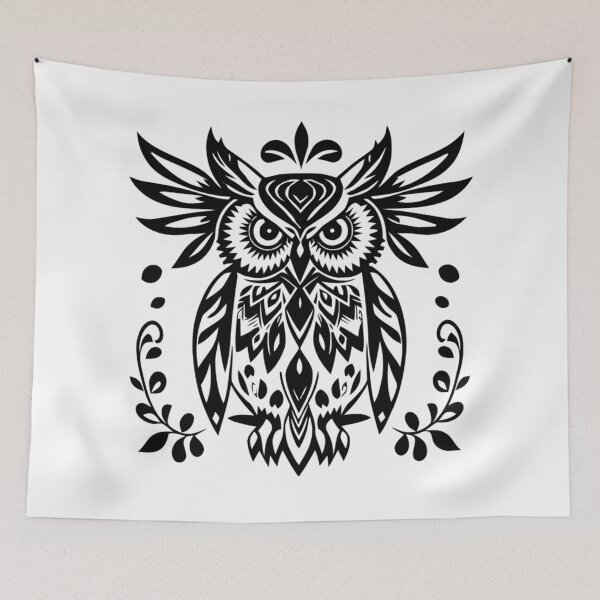 Item preview, Owl Lovers Rustic Woodlands Black White Bohemian designed and sold by countrymouse.