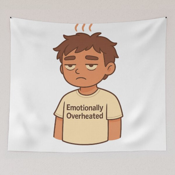 Item preview, Emotionally Overheated – Exhausted Cartoon Mood Design designed and sold by matari63.