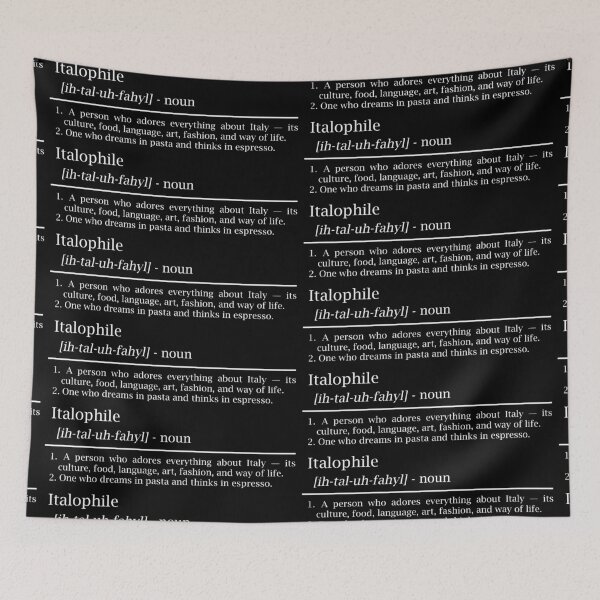 Item preview, Italophile – Dictionary Style white Typography for Italy Lovers designed and sold by EmeraldeaArt.
