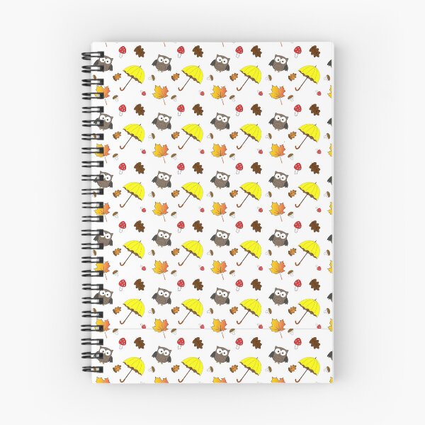 Item preview, Seamless autumn pattern featuring an owl, umbrella, colorful leaves, mushrooms, and fly agaric	 designed and sold by kitosonito.