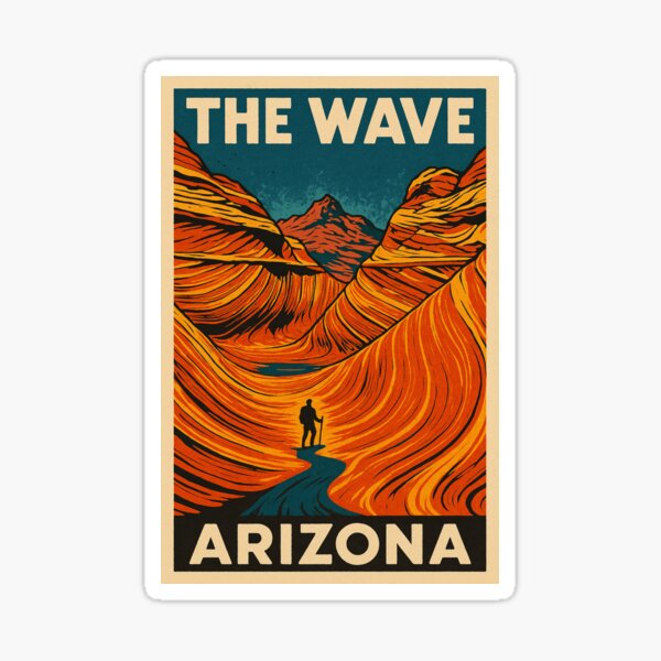 Vista previa del artículo con la obra «Caminata por la arenisca de The Wave, Arizona», diseñado y vendido por MojaveTradePost.