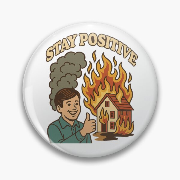 Artikelvorschau, Bleiben Sie positiv - Retro-Feuerwehrhaus-Design mit schwarzem Humor entworfen und verkauft von jorjibotike.