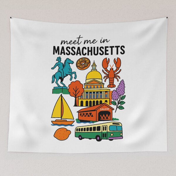 Item preview, Meet me in Massachusetts coastal art designed and sold by CleanDecor.