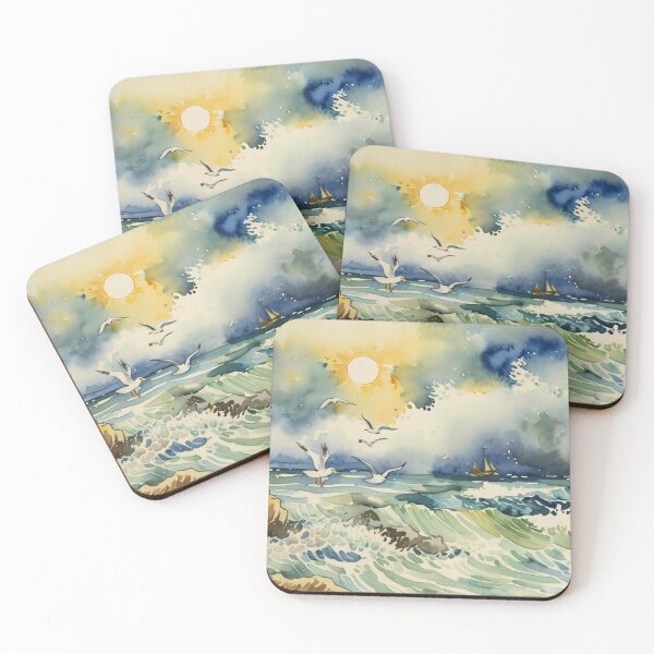 Item preview, The breaking surf 2（watercolour + AI) designed and sold by artsmeow.