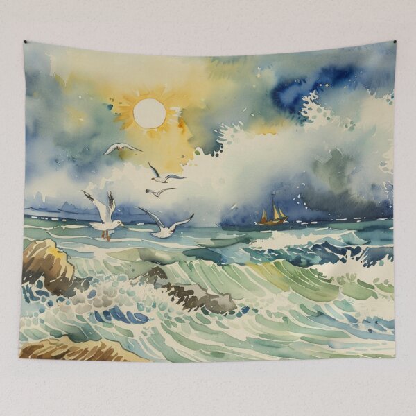 Item preview, The breaking surf 2（watercolour + AI) designed and sold by artsmeow.