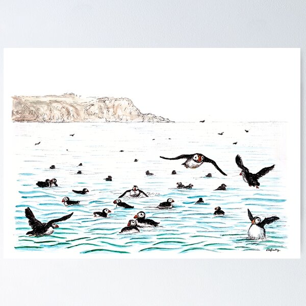 Item preview, Skomer Puffins at Sea designed and sold by clgcreativearts.