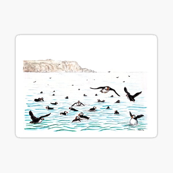 Item preview, Skomer Puffins at Sea designed and sold by clgcreativearts.