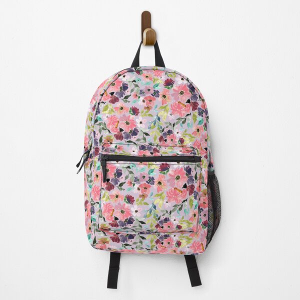 Item preview, Vibrant Maximalist Watercolor Floral with Coral Plum an Blush Blooms Lilac designed and sold by JasmineGDesigns.