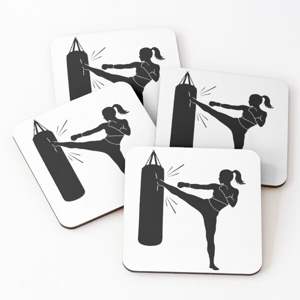 Item preview, Female Kickboxer Training with Punching Bag Silhouette designed and sold by AFernandesDSG.
