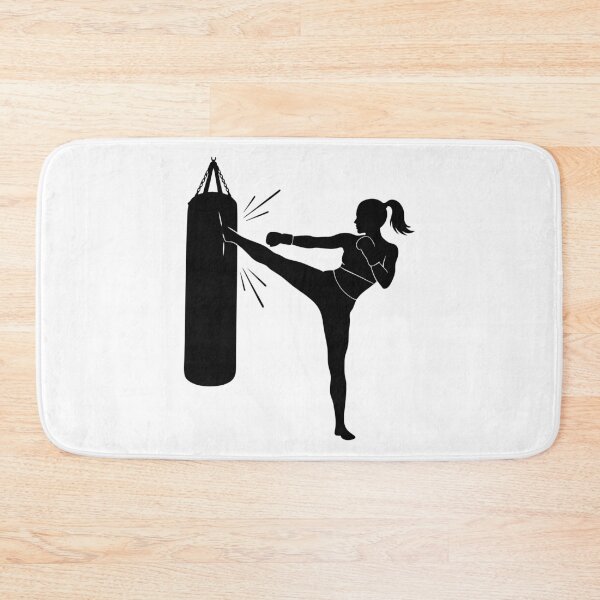 Item preview, Female Kickboxer Training with Punching Bag Silhouette designed and sold by AFernandesDSG.