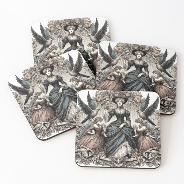 Item preview, Victorian Elegance – Ornamental Ladies with Birds and Florals designed and sold by freackly.