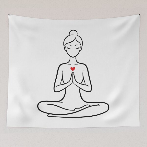 Item preview, Meditating Woman Silhouette with Heart - Mindfulness and Self-Love designed and sold by AFernandesDSG.