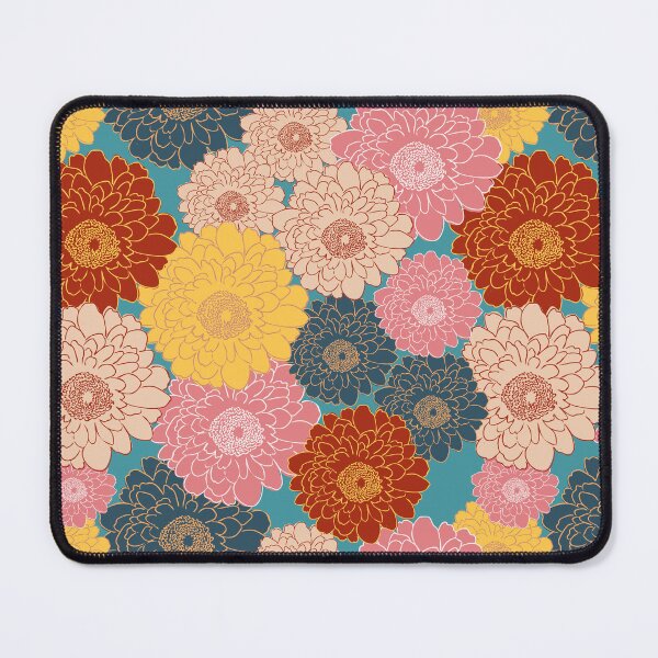 Item preview, Bold vibrant retro vintage large florals on teal blue background  designed and sold by PrettywithColor.