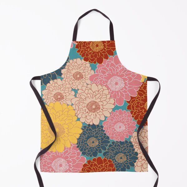 Item preview, Bold vibrant retro vintage large florals on teal blue background  designed and sold by PrettywithColor.