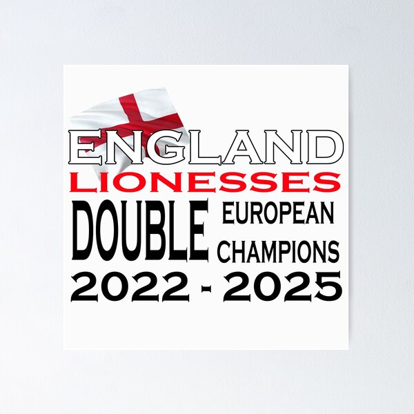 Artikel-Vorschau von England Lionesses Doppel-Europameister 2022 - 2025, designt und verkauft von Maddie Mays.