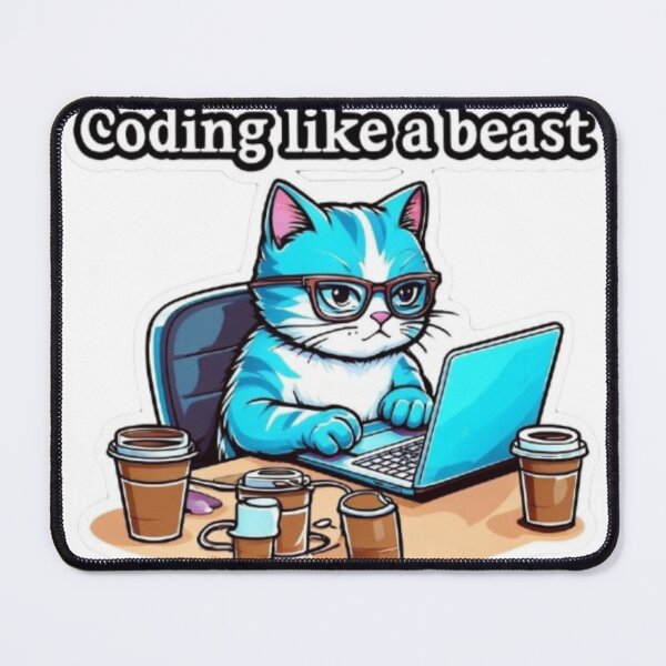 Item preview, Cat Coding Like a Beast designed and sold by PixelVibesOfficial.
