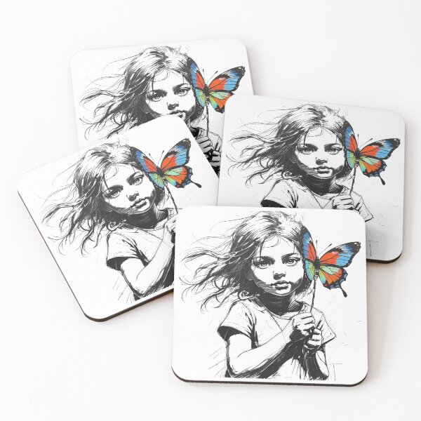 Item preview, Girl Holding a Colorful Butterfly 2 designed and sold by AlinaSCorner.
