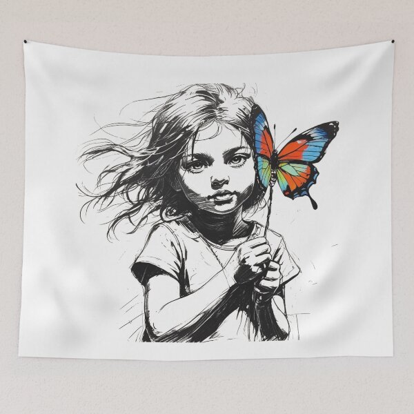 Item preview, Girl Holding a Colorful Butterfly 2 designed and sold by AlinaSCorner.