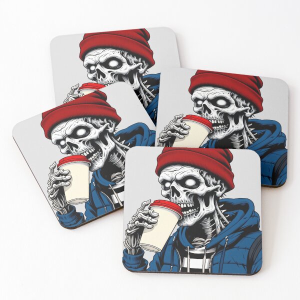 Item preview, Zombie holding coffee cup - Zombie in red cap designed and sold by NightTimeJ.