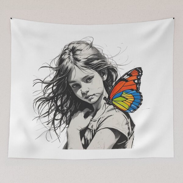 Item preview, Girl Holding a Colorful Butterfly 4 designed and sold by AlinaSCorner.