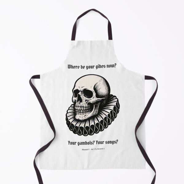 Item preview, Where Be Your Gibes Now? – Hamlet Skull Quote Art designed and sold by StoryWovenCo.