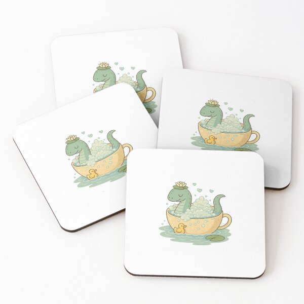 Item preview, Nessie & Tea Time – Cozy Cryptid in Bubble Bath Lake Scene designed and sold by SheepyDaily.