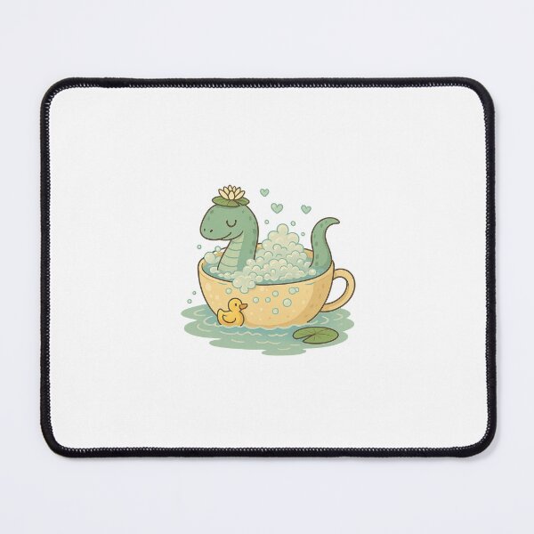 Item preview, Nessie & Tea Time – Cozy Cryptid in Bubble Bath Lake Scene designed and sold by SheepyDaily.